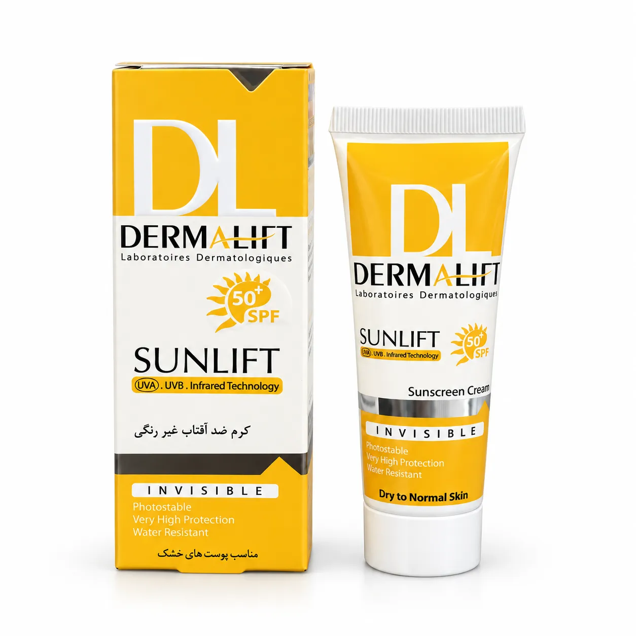 ضد آفتاب رنگی پوست خشک و حساس درمالیفت مدل SPF50