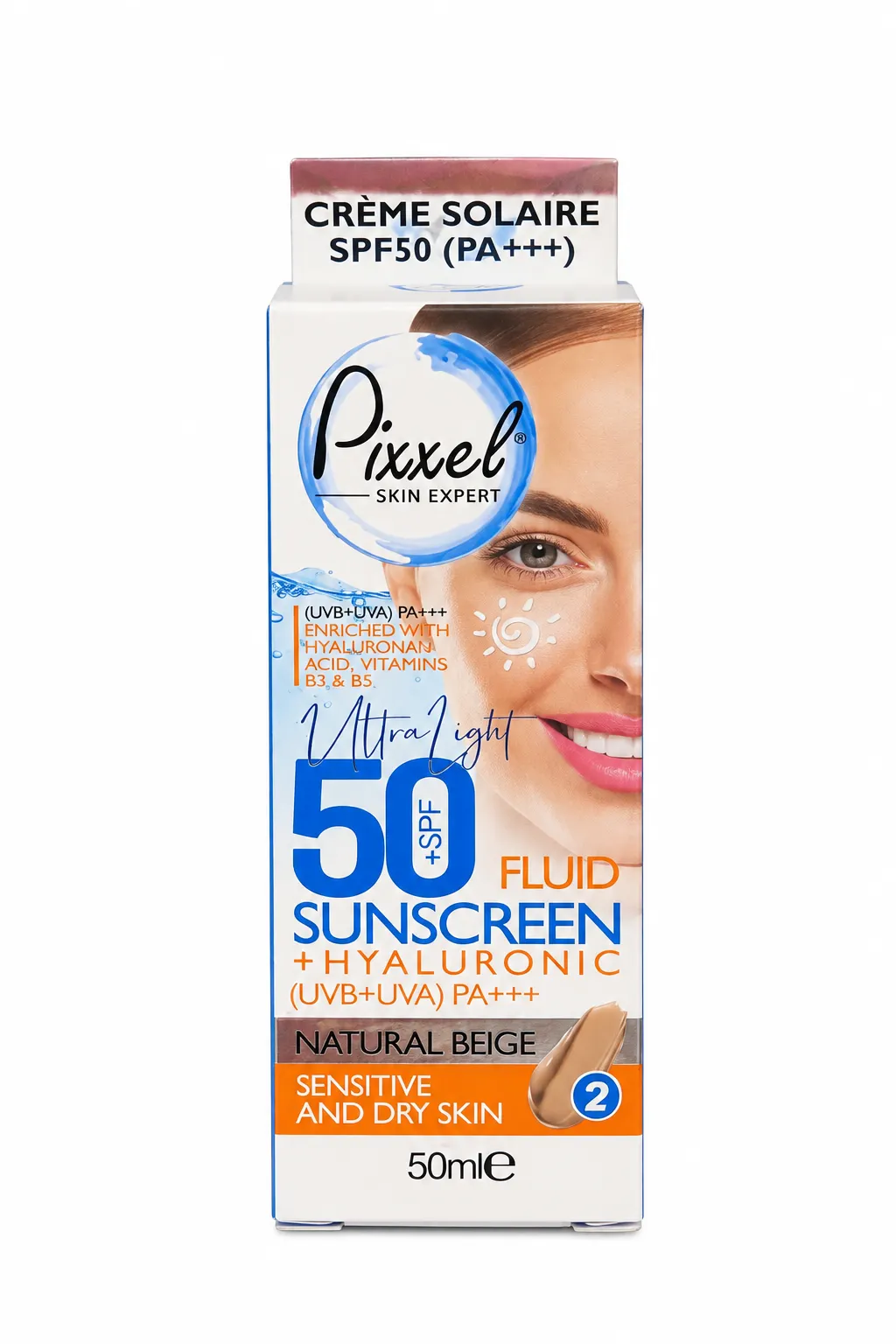 فلوئید ضد آفتاب رنگی پیکسل SPF50 بژ طبیعی