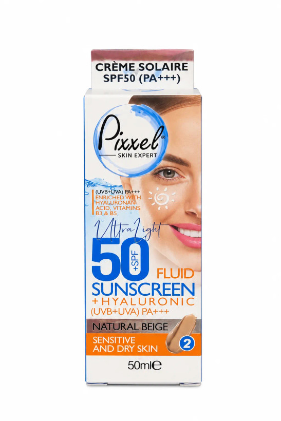 فلوئید ضد آفتاب رنگی پیکسل SPF50 بژ طبیعی