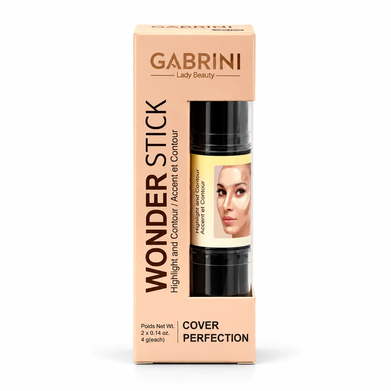 کانتور و هایلایتر دوطرفه گابرینی مدل Wonder Stick Cover Perfection